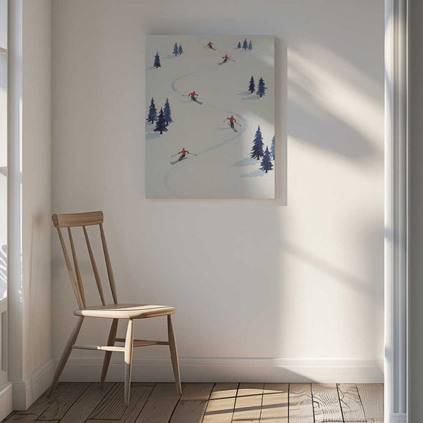 Tablou canvas „Five Skiers” de Andreas Magnusson