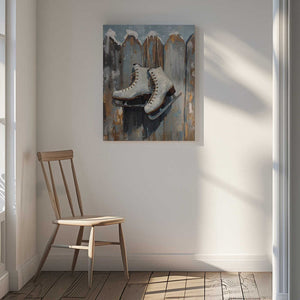 Tablou canvas „Schlittschuhe am Zaun” de Ohkimiko