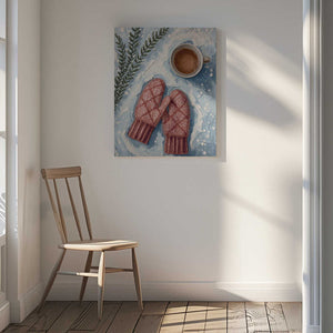 Tablou canvas „Handschuhe im Schnee mit Kakao” de Ohkimiko