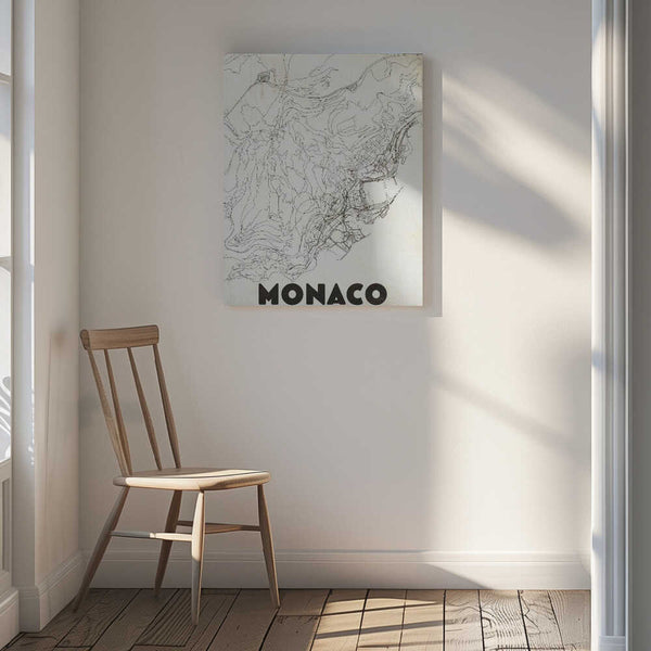 Tablou canvas „Monaco Vintage Travel Map” de Nicholas