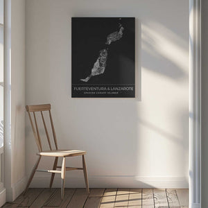 Tablou canvas „Fuerteventura &amp; Lanzarote, Spanish Canary Islands Map” de Nicholas