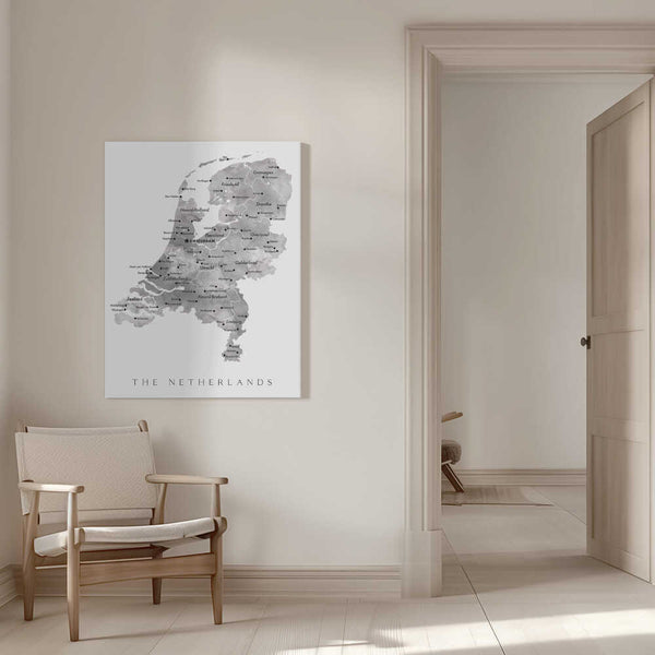 Tablou canvas „Gray map of the Netherlands” de Rosana Laiz Blursbyai