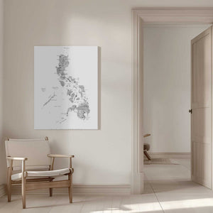 Tablou canvas „Gray watercolor map of Philippines” de Rosana Laiz Blursbyai