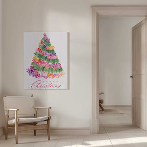 Tablou canvas „Floral watercolor merry Christmas tree” de Rosana Laiz Blursbyai