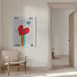 Tablou canvas „It's All Love '69 Heart Greige” de Frances Collett
