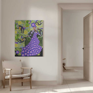 Tablou canvas „Frida in the Garden” de Lynnda Rakos