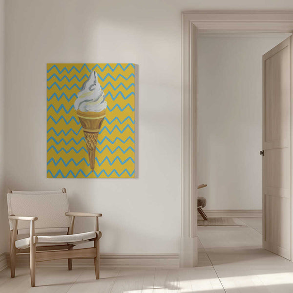 Tablou canvas „Ice Cream Yellow Zigzag” de Alice Straker