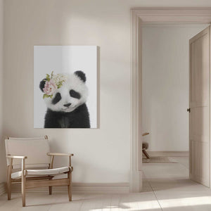 Tablou canvas „Floral Baby Panda” de Lola Peacock