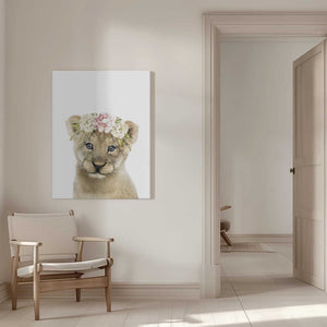 Tablou canvas „Floral Baby Lion” de Lola Peacock