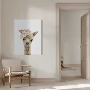 Tablou canvas „Floral Baby Llama” de Lola Peacock