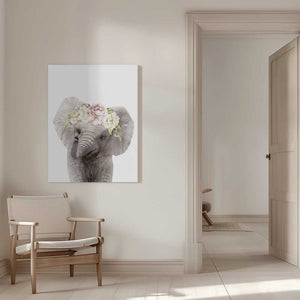 Tablou canvas „Floral Baby Elephant” de Lola Peacock