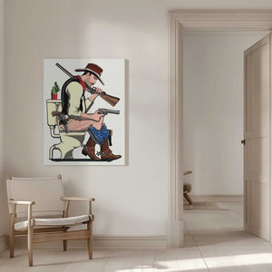Tablou canvas „Cowboy On the Toilet” de In The Washroom