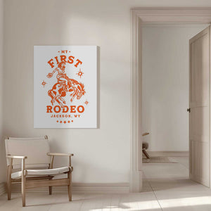Tablou canvas „My First Rodeo Jackson Wyoming Horseback Cowgirl” de The Whiskey Ginger