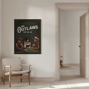 Tablou canvas „Outlaws Are All In Cool Cowboy Poker Art” de The Whiskey Ginger