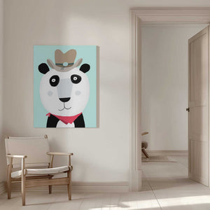 Tablou canvas „Funny Panda with Cowboy Hat by Artist Carla Daly” de Carla Daly