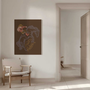 Tablou canvas „Cowgirl Riding A Rearing Horse” de Nikita Jariwala