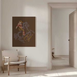 Tablou canvas „Cowgirl Riding A Rearing Horse” de Nikita Jariwala