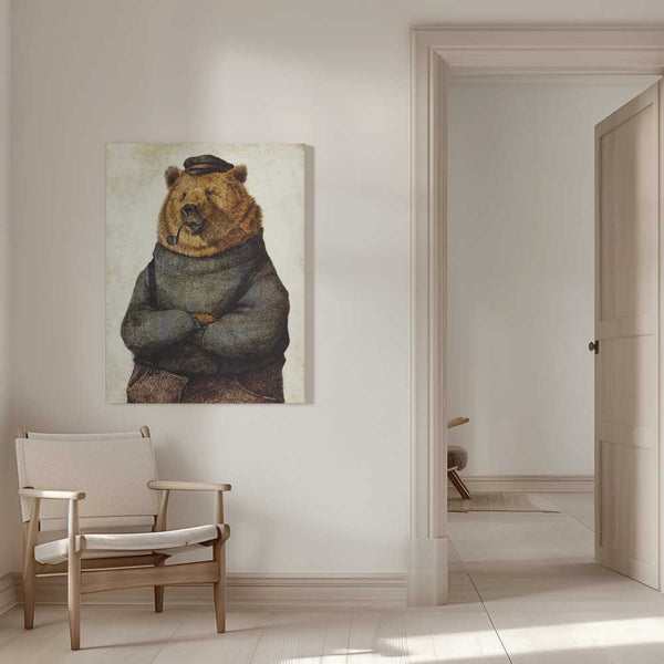 Tablou canvas „Bear Dressed In A Sweater And Cap” de Mike Koubou