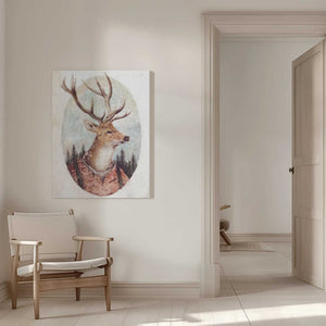 Tablou canvas „Deer In A Rustic Outfit” de Mike Koubou