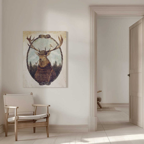 Tablou canvas „Deer Dressed In Cozy Attire” de Mike Koubou