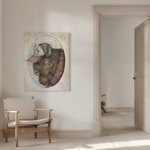 Tablou canvas „Buffalo In A Baseball Cap” de Mike Koubou