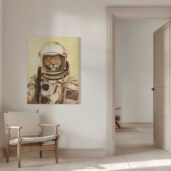 Tablou canvas „Tiger In A Vintage Astronaut Suit” de Mike Koubou