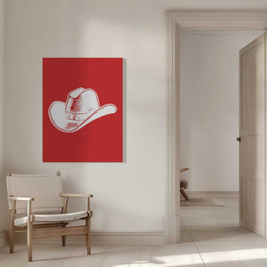Tablou canvas „Red Cowboy Hat” de Jolly and Dash