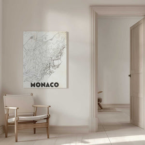 Tablou canvas „Monaco Vintage Travel Map” de Nicholas