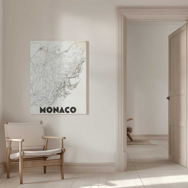 Tablou canvas „Monaco Vintage Travel Map” de Nicholas
