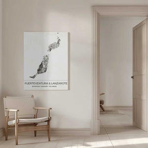 Tablou canvas „Fuerteventura &amp; Lanzarote, Spanish Canary Islands Map” de Nicholas