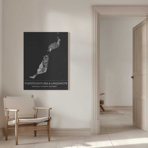 Tablou canvas „Fuerteventura &amp; Lanzarote, Spanish Canary Islands Map” de Nicholas