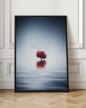 Tablou înramat „Autumn trees reflected blue lake” de Bess Hamiti