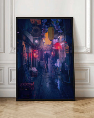 Tablou înramat „Tokyo Blue Rain” de Javier de la Torre