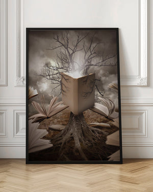Tablou înramat „Old Tree Reading Story Book” de Angela Waye