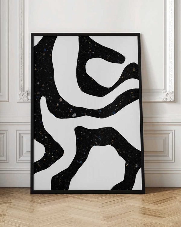 Tablou înramat „Organic Black Forms with Speckled Patterns” de uplusmestudio