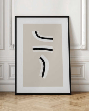 Tablou înramat „Minimalist Black and White Curved Lines” de uplusmestudio