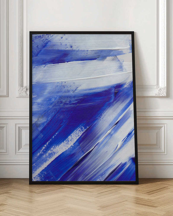 Tablou înramat „White and Blue Brushstrokes” de uplusmestudio