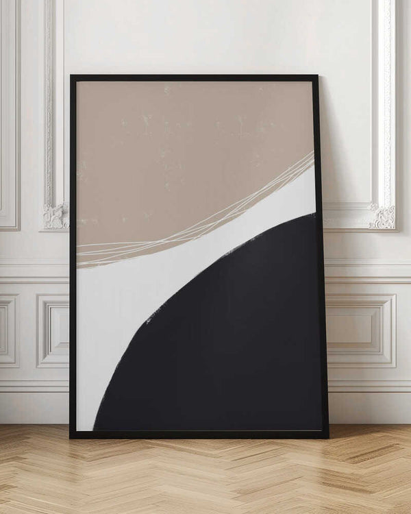 Tablou înramat „Beige And Black Organic Shapes” de uplusmestudio