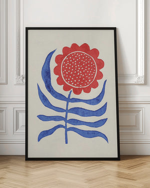 Tablou înramat „Red Flower / Lino Print” de Alisa Galitsyna