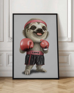 Tablou înramat „the boxing sloth” de Adam Lawless