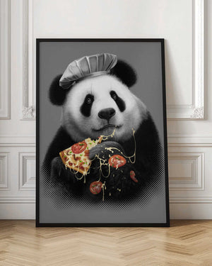 Tablou înramat „panda loves pizza” de Adam Lawless