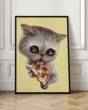 Tablou înramat „cat loves pizza” de Adam Lawless