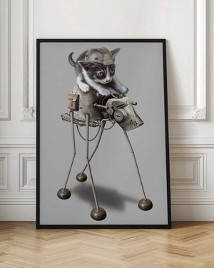 Tablou înramat „cat on robot” de Adam Lawless