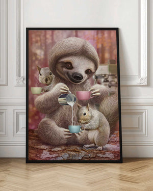 Tablou înramat „SLOTH THE BARISTA” de Adam Lawless