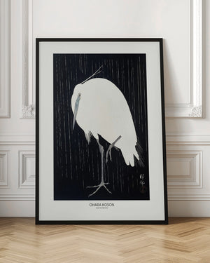 Tablou înramat „Egret In The Rain” de Ohara Koson
