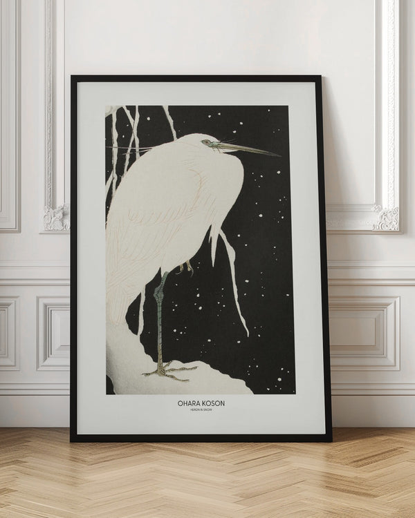 Tablou înramat „Heron In The Snow” de Ohara Koson