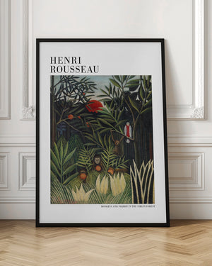 Tablou înramat „Monkeys And Parrot In The Virgin Forest” de Henri Rousseau