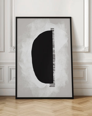 Tablou înramat „Black Shape Against A Textured White Background” de uplusmestudio