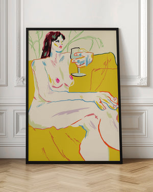 Tablou înramat „Girl With A Wineglass” de Francesco Gulina