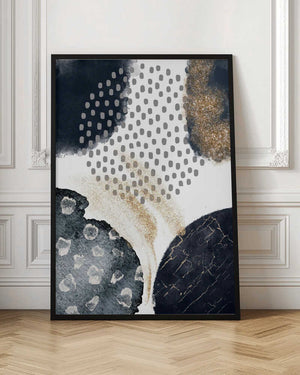 Tablou înramat „Abstract Black and Gold-3” de Sally Ann Moss